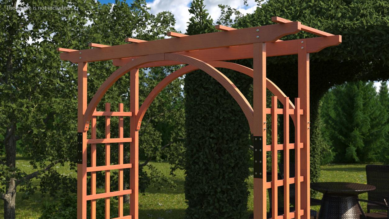 3D Wooden Garden Arch Arbor Red model