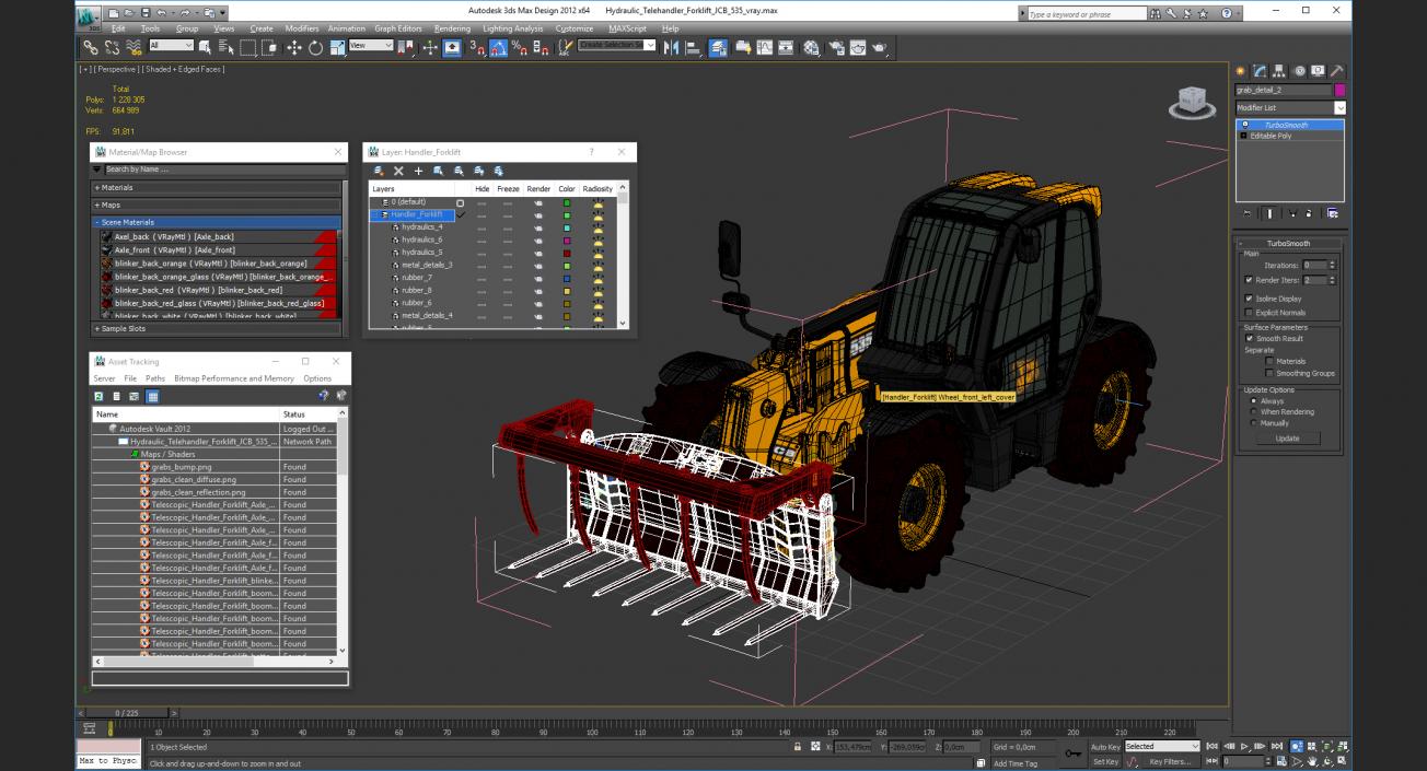 3D Hydraulic Telehandler Forklift JCB 535 model