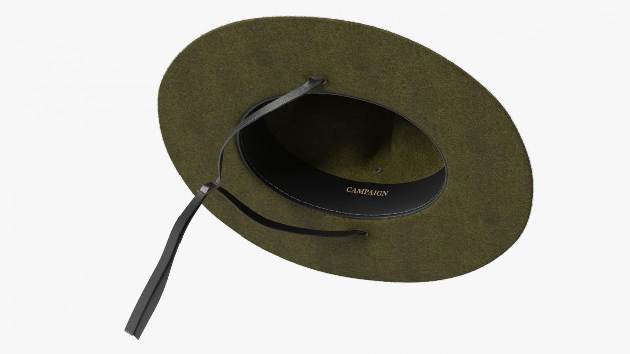 3D model Drill Sergeant Campaign Hat Green on Mannequin Fur