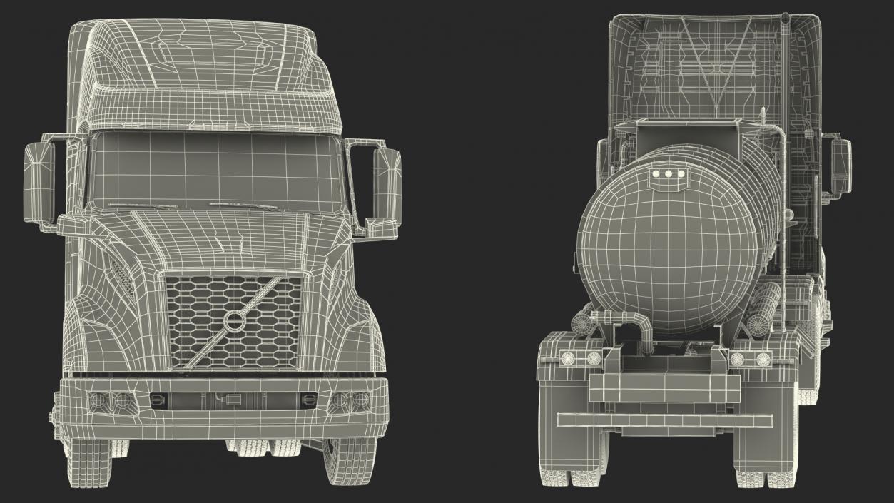 3D Volvo Truck with Tanker Trailer Rigged model