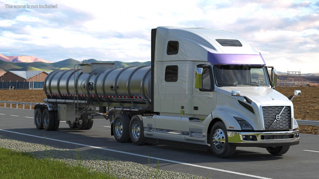 3D Volvo Truck with Tanker Trailer Rigged model