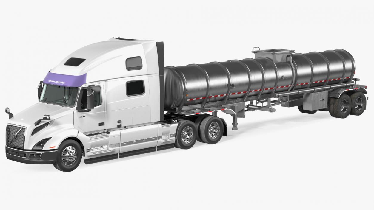 3D Volvo Truck with Tanker Trailer Rigged model