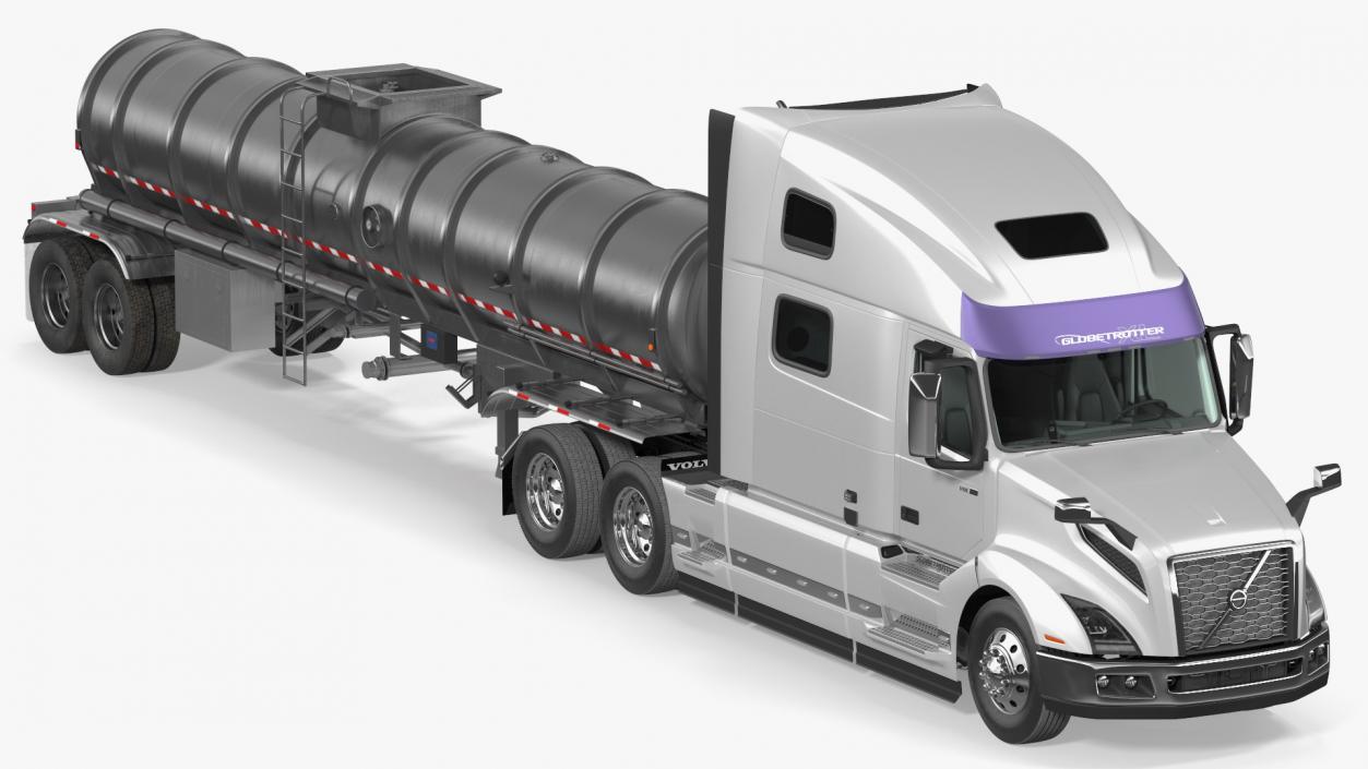 3D Volvo Truck with Tanker Trailer Rigged model