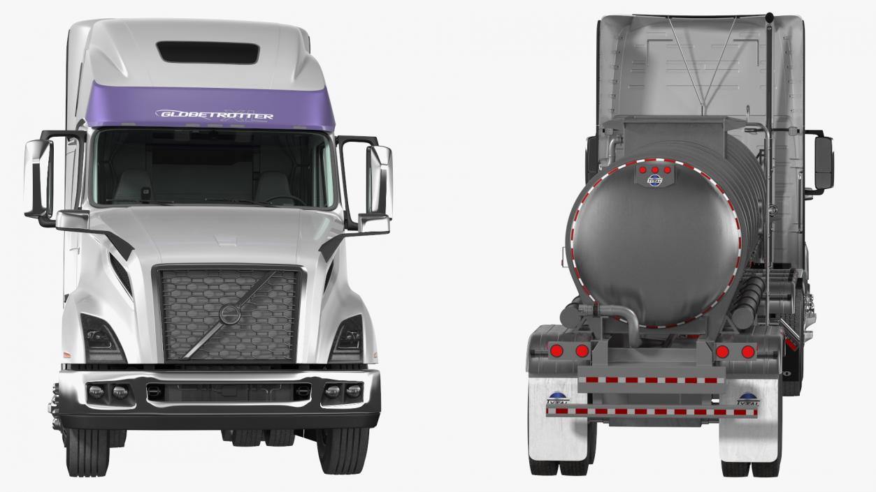 3D Volvo Truck with Tanker Trailer Rigged model