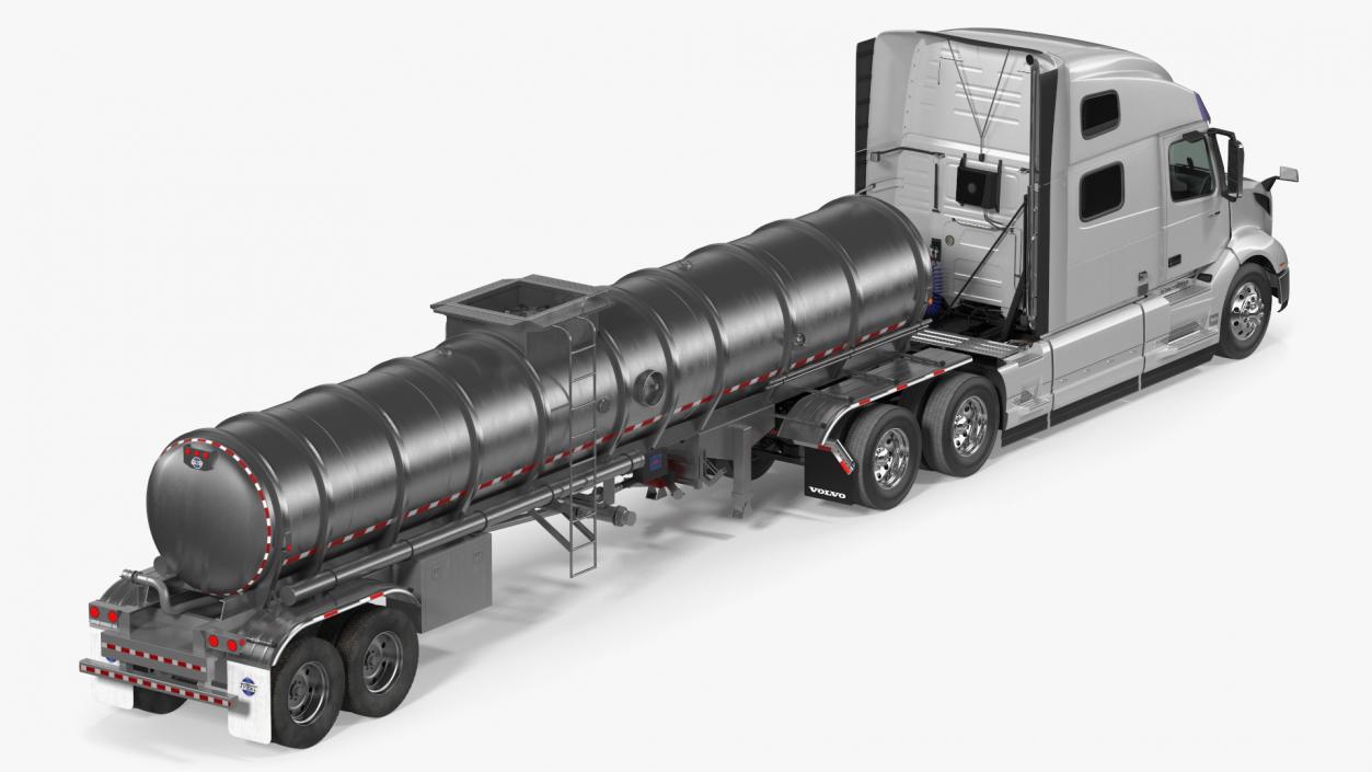 3D Volvo Truck with Tanker Trailer Rigged model