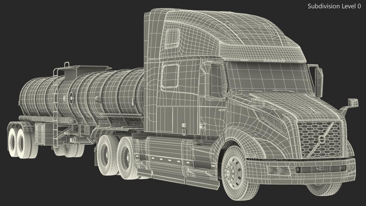 3D Volvo Truck with Tanker Trailer Rigged model