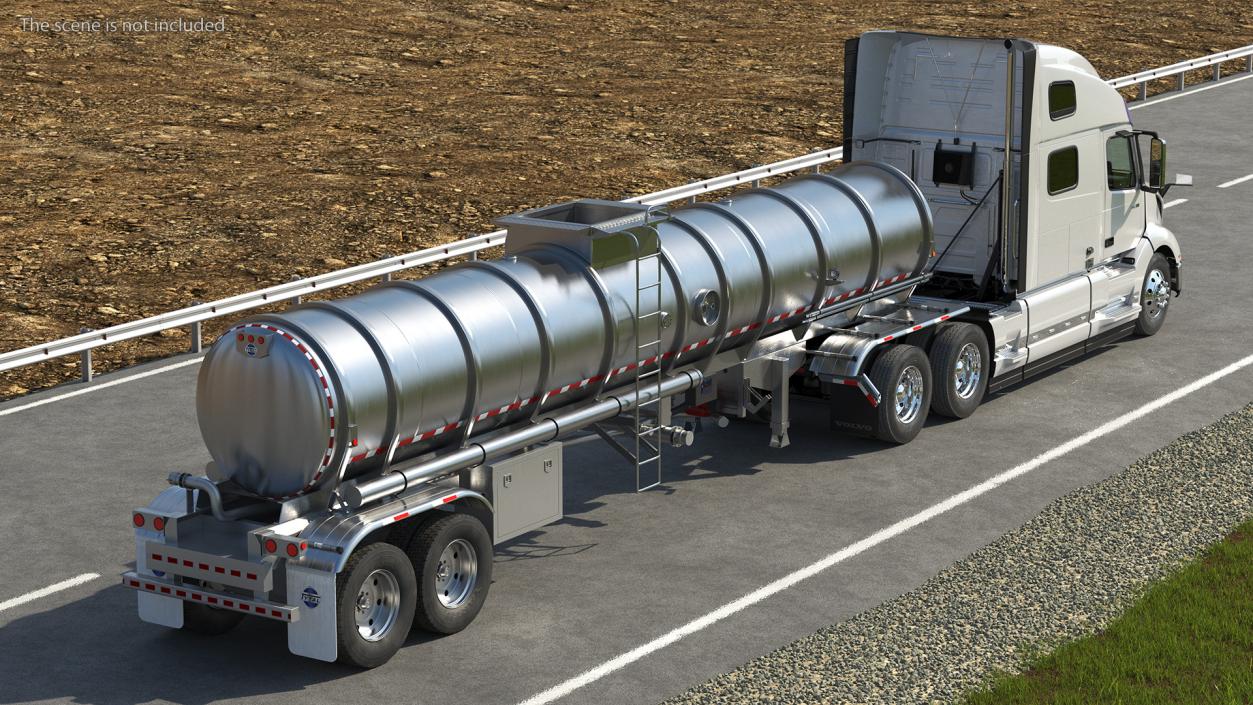 3D Volvo Truck with Tanker Trailer Rigged model