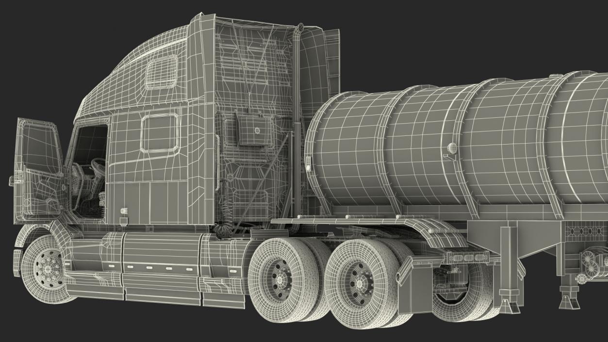 3D Volvo Truck with Tanker Trailer Rigged model