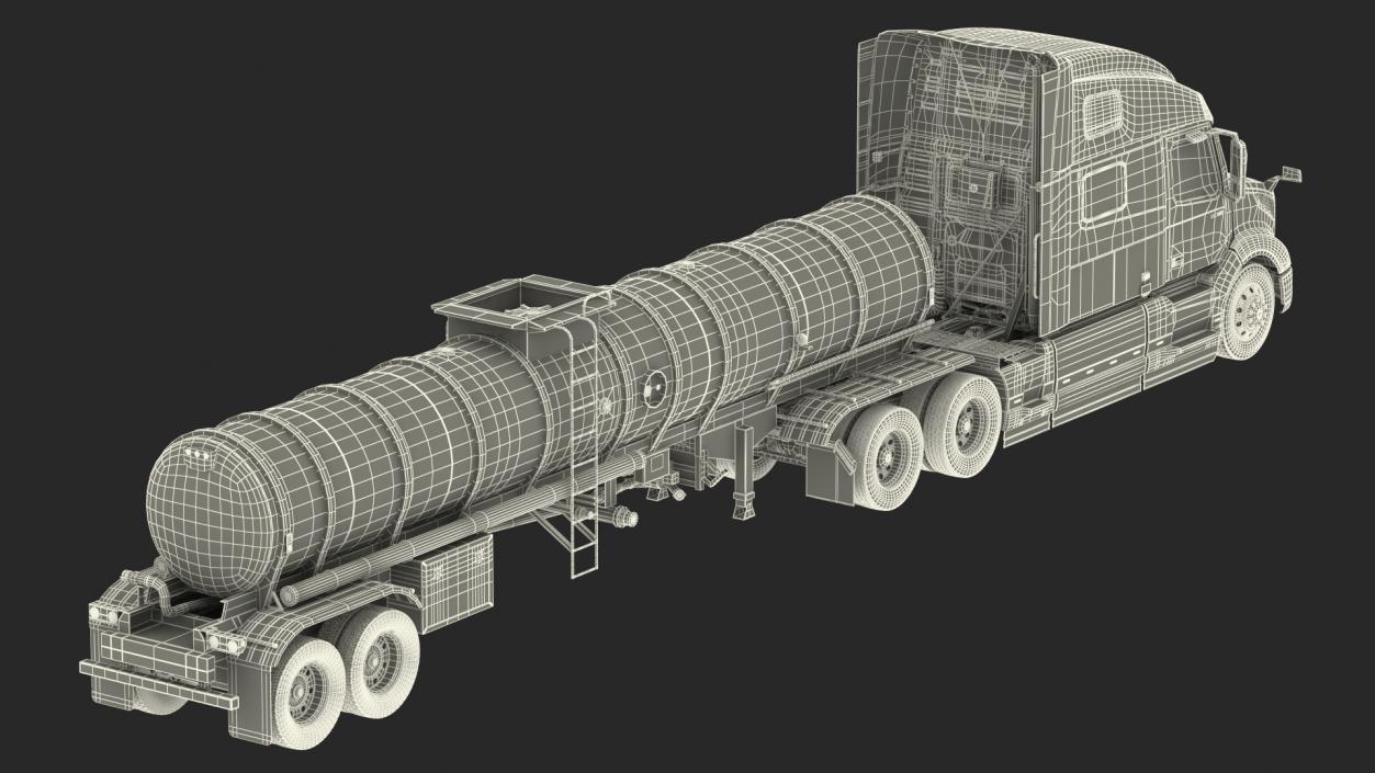 3D Volvo Truck with Tanker Trailer Rigged model