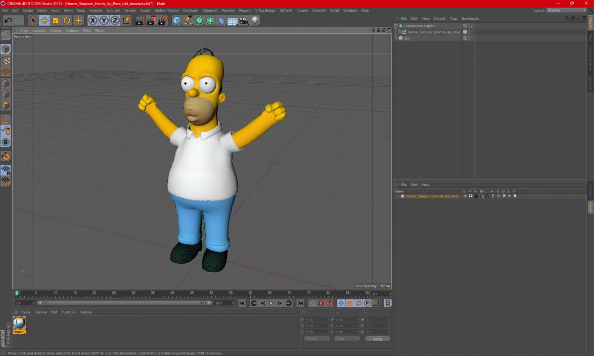 Homer Simpson Hands Up Pose 3D