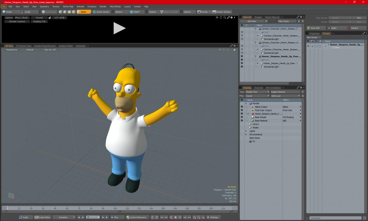 Homer Simpson Hands Up Pose 3D