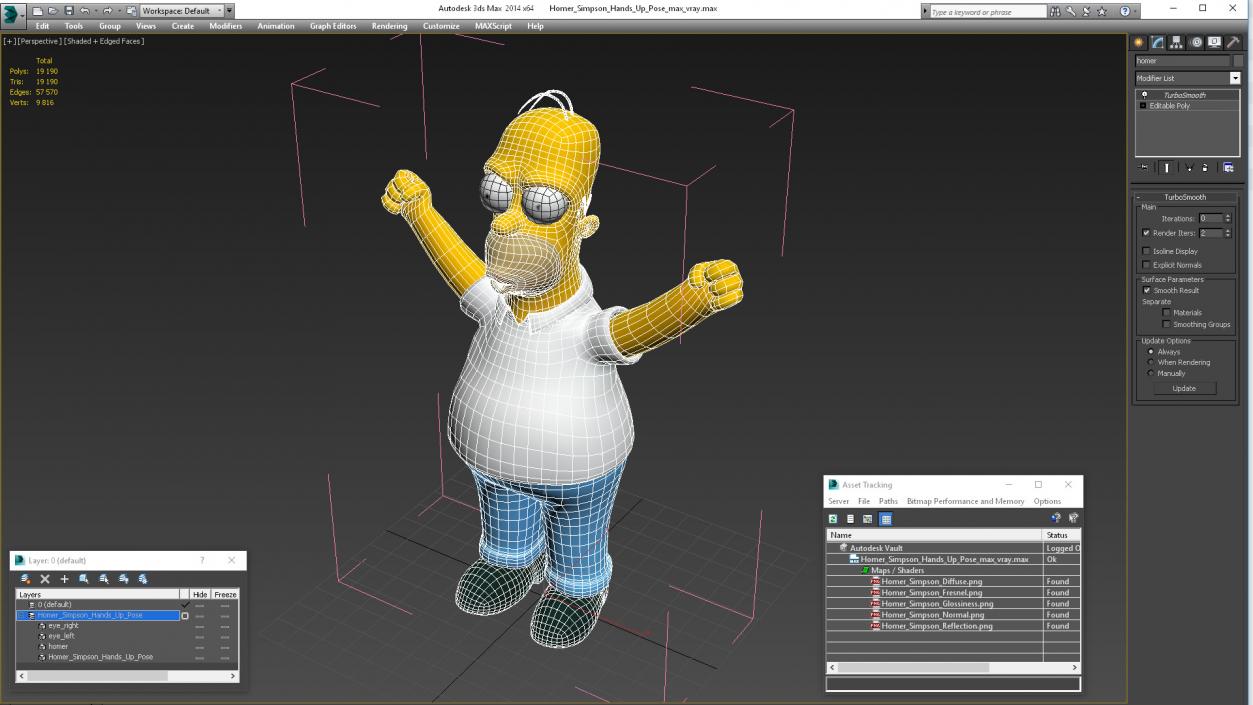 Homer Simpson Hands Up Pose 3D