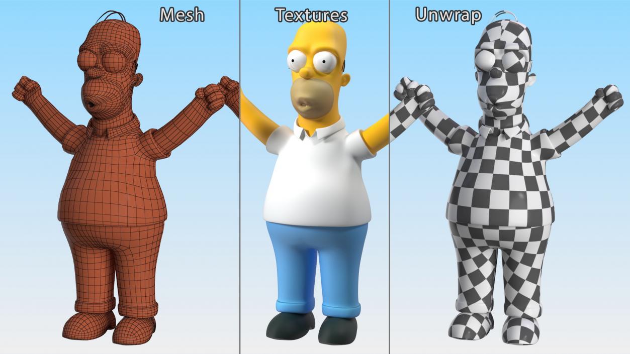 Homer Simpson Hands Up Pose 3D