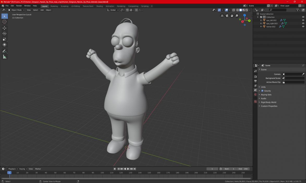 Homer Simpson Hands Up Pose 3D