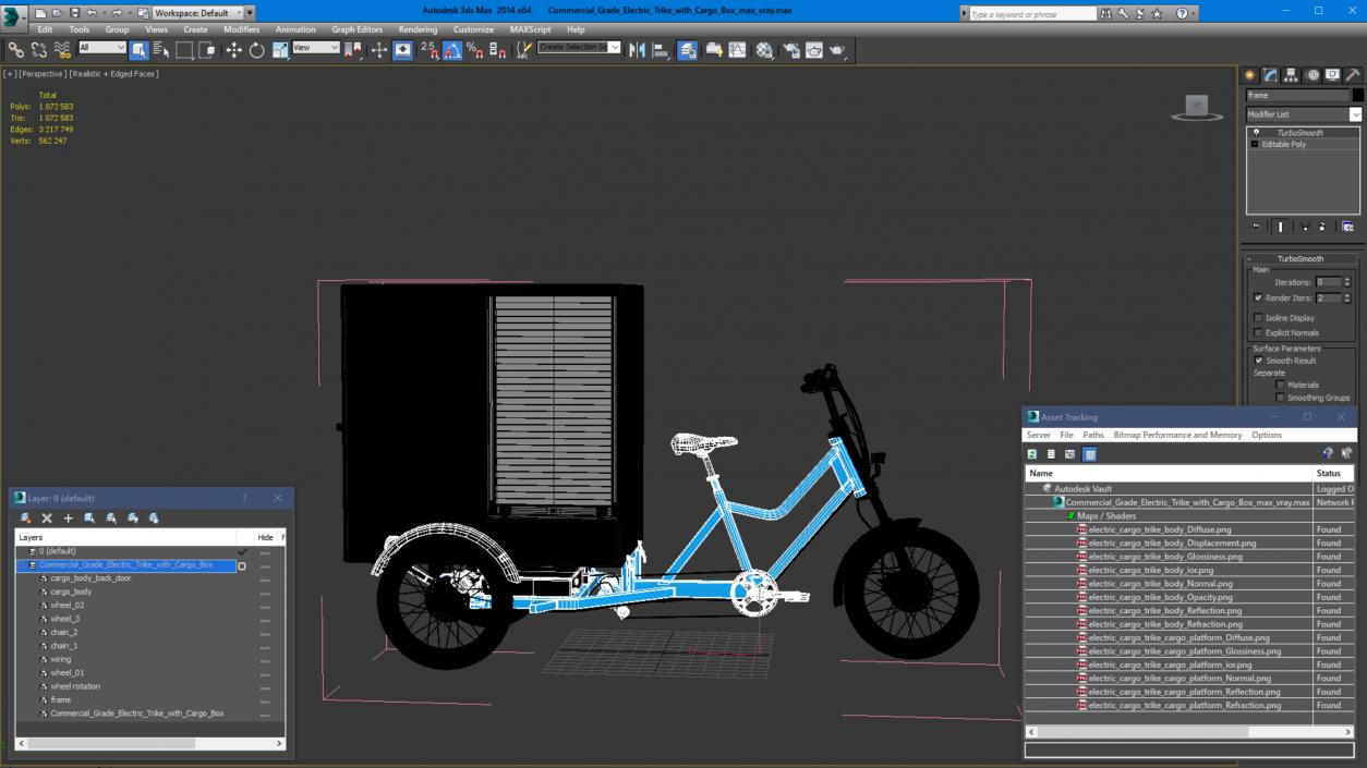 3D Commercial Grade Electric Trike with Cargo Box