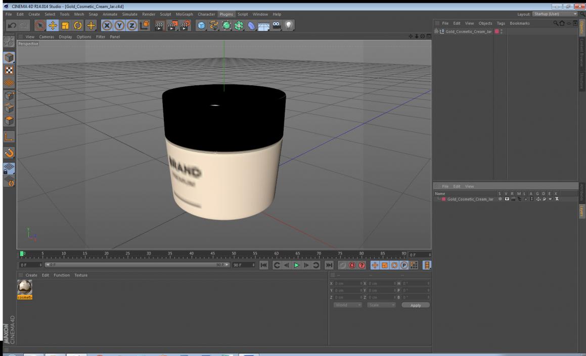 3D Gold Cosmetic Cream Jar model