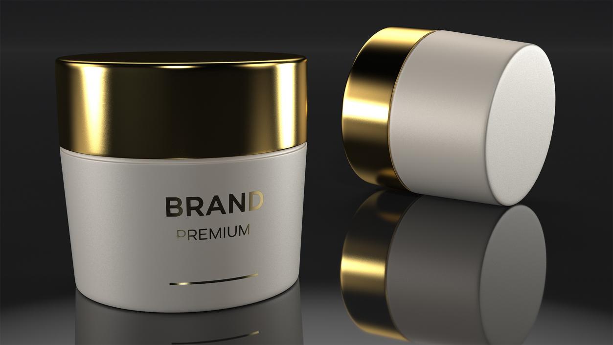 3D Gold Cosmetic Cream Jar model