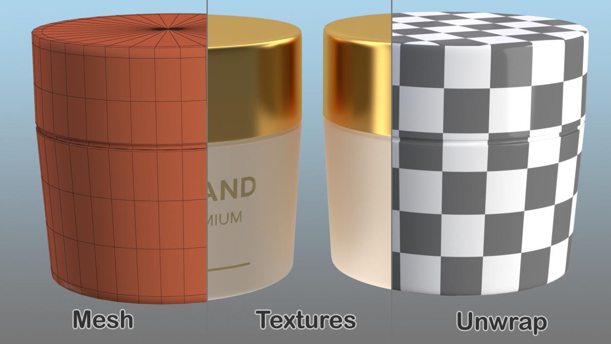 3D Gold Cosmetic Cream Jar model