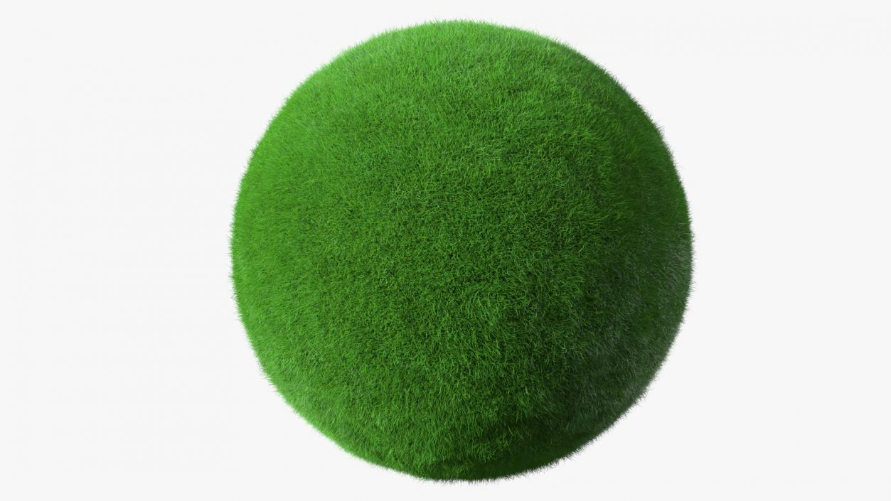 3D model Sphere Covered with Green Grass Fur