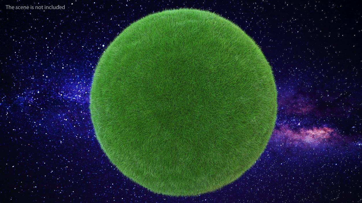 3D model Sphere Covered with Green Grass Fur