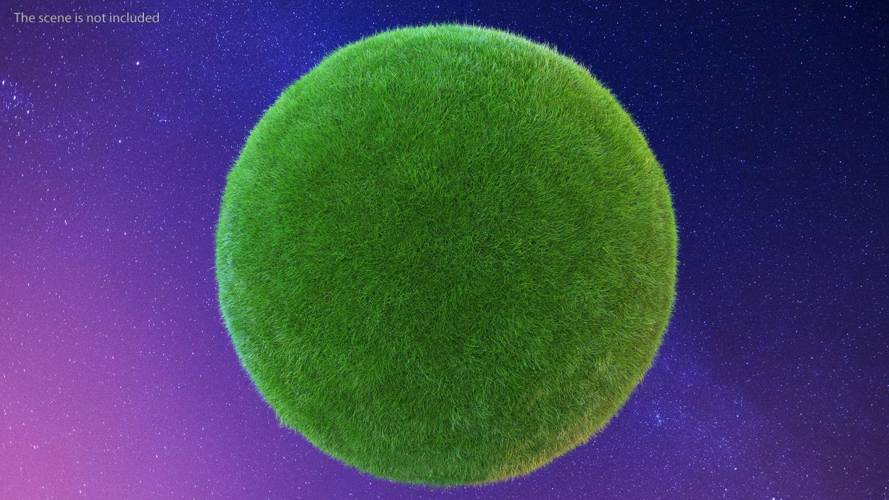 3D model Sphere Covered with Green Grass Fur