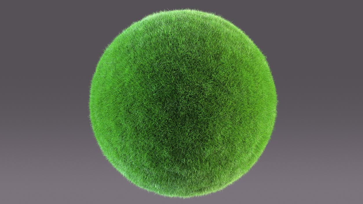 3D model Sphere Covered with Green Grass Fur