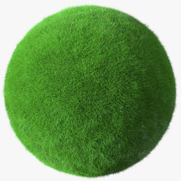 3D model Sphere Covered with Green Grass Fur