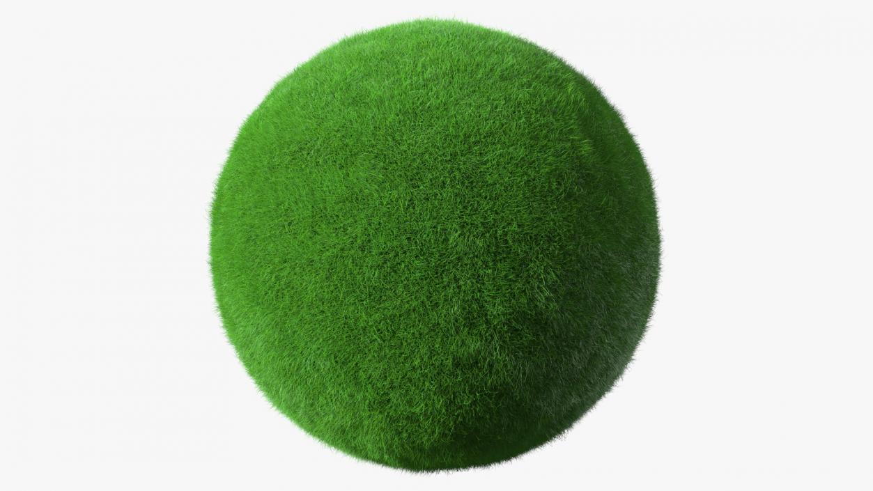 3D model Sphere Covered with Green Grass Fur