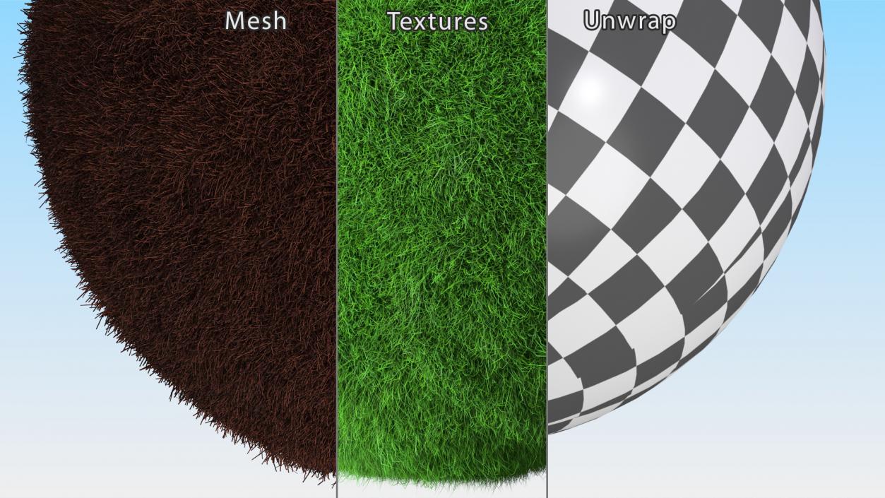 3D model Sphere Covered with Green Grass Fur