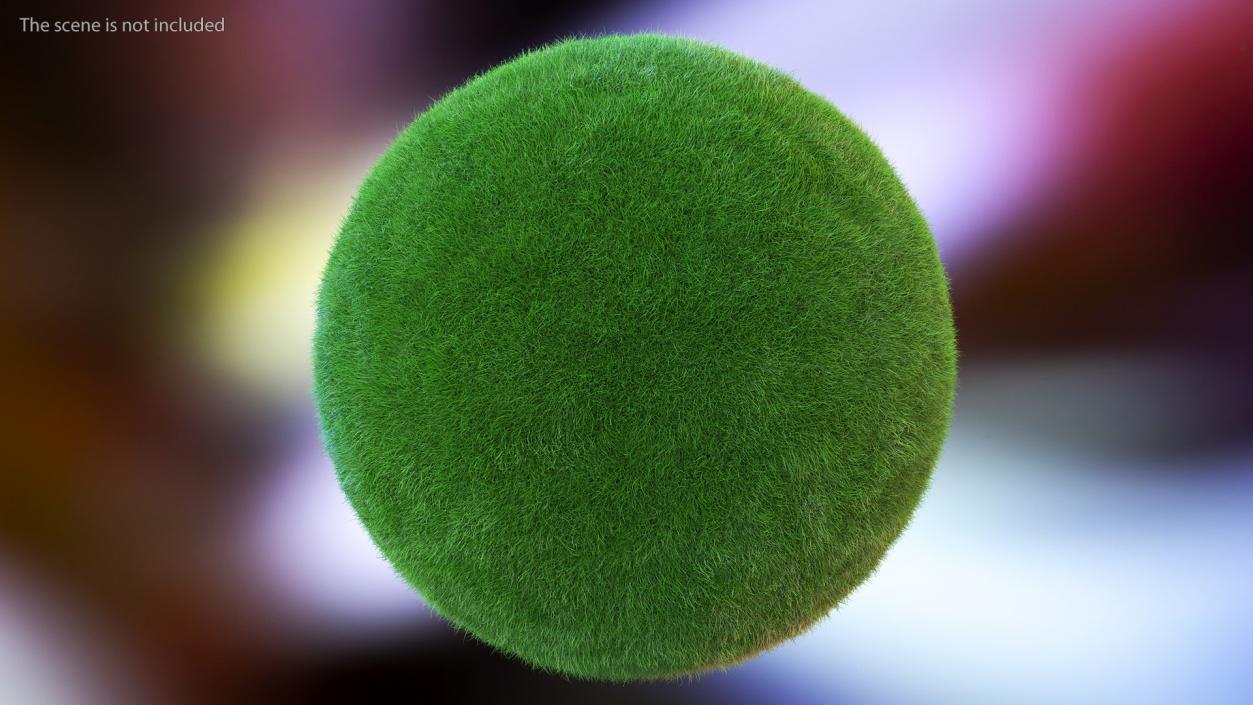 3D model Sphere Covered with Green Grass Fur