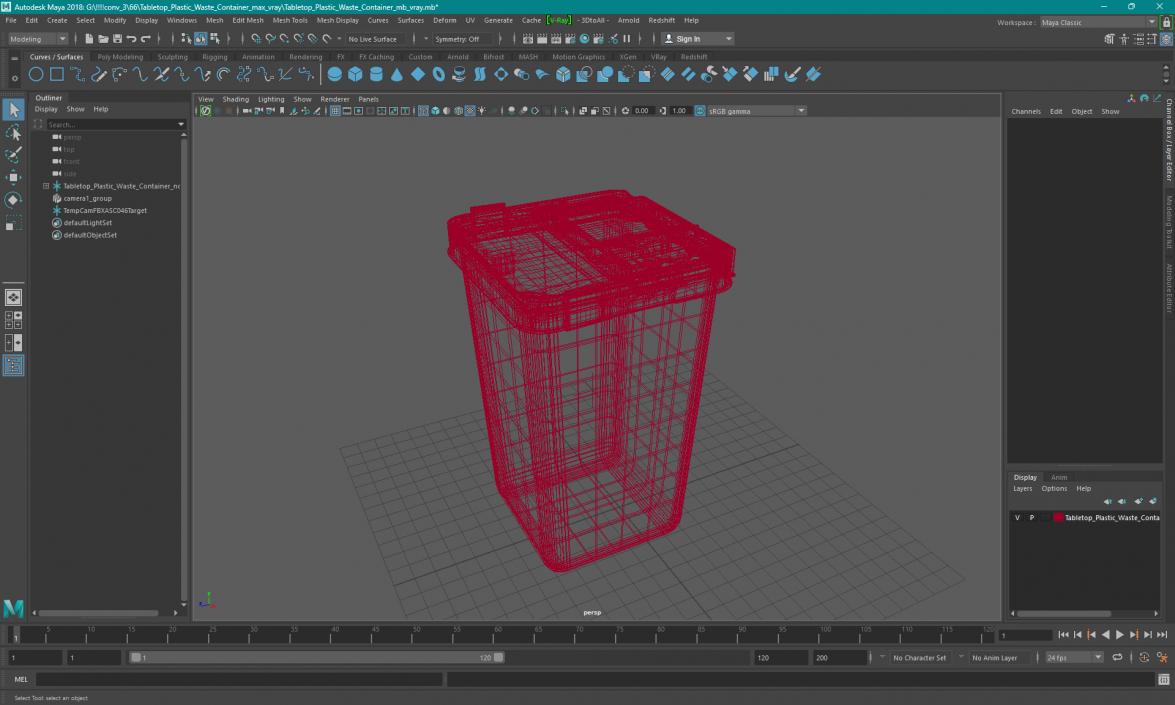 Tabletop Plastic Waste Container 3D