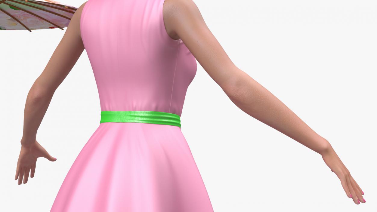 Asian Women Wearing Summer Dress Rigged 3D model