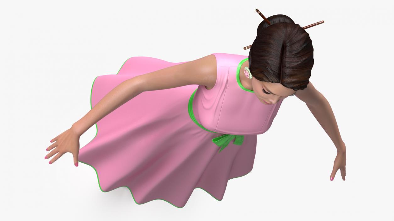 Asian Women Wearing Summer Dress Rigged 3D model