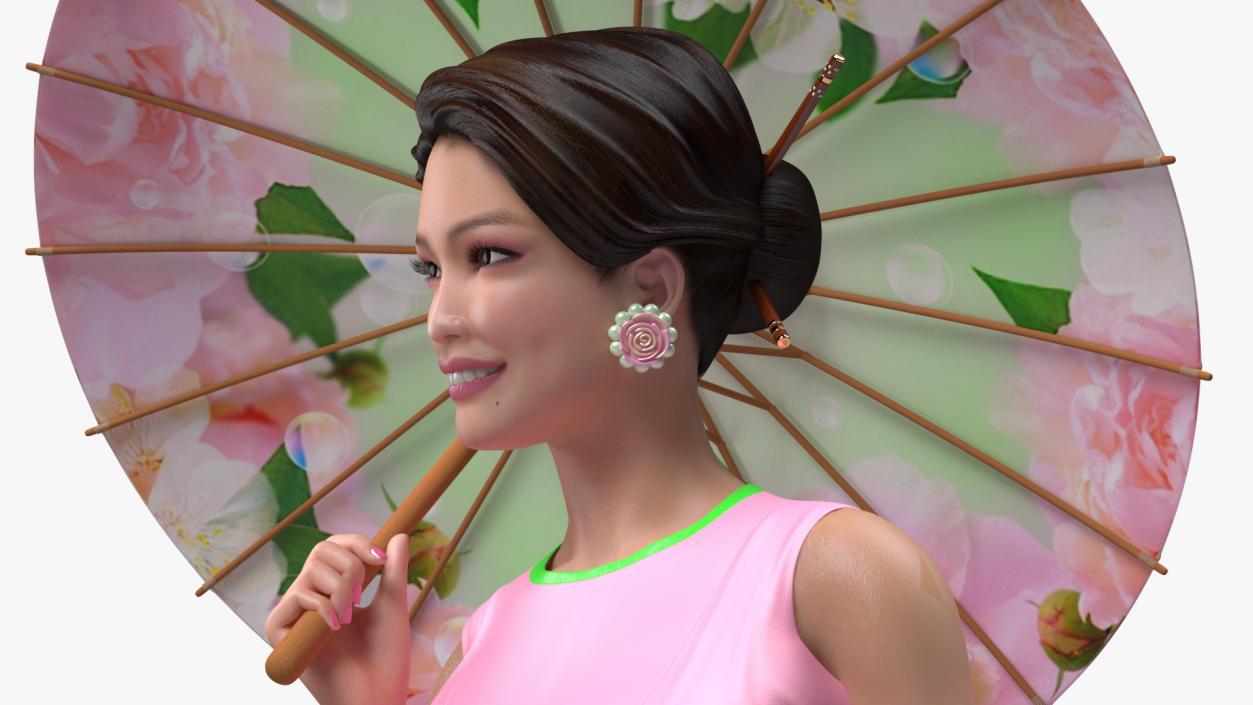 Asian Women Wearing Summer Dress Rigged 3D model