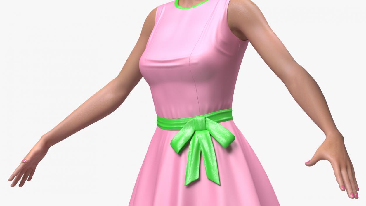 Asian Women Wearing Summer Dress Rigged 3D model