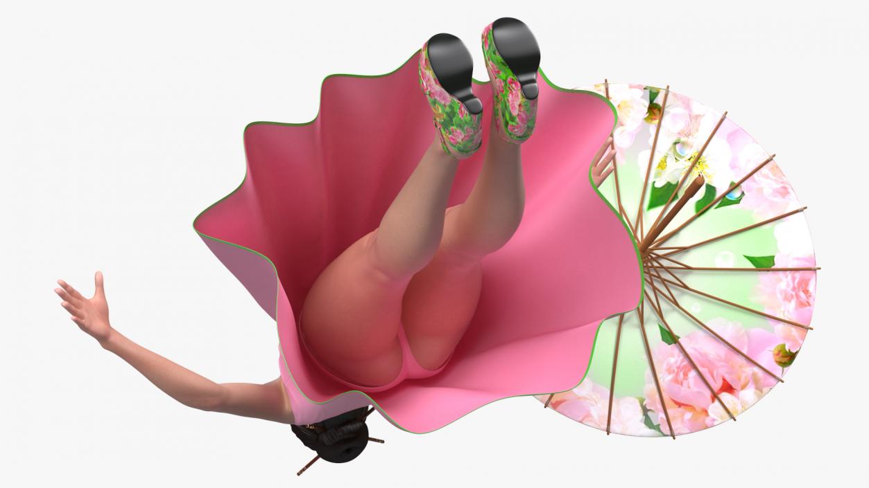 Asian Women Wearing Summer Dress Rigged 3D model