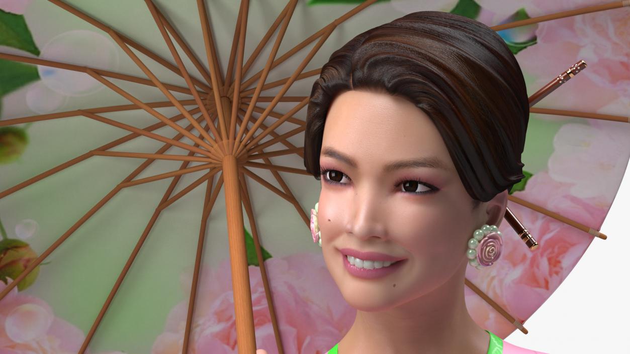 Asian Women Wearing Summer Dress Rigged 3D model