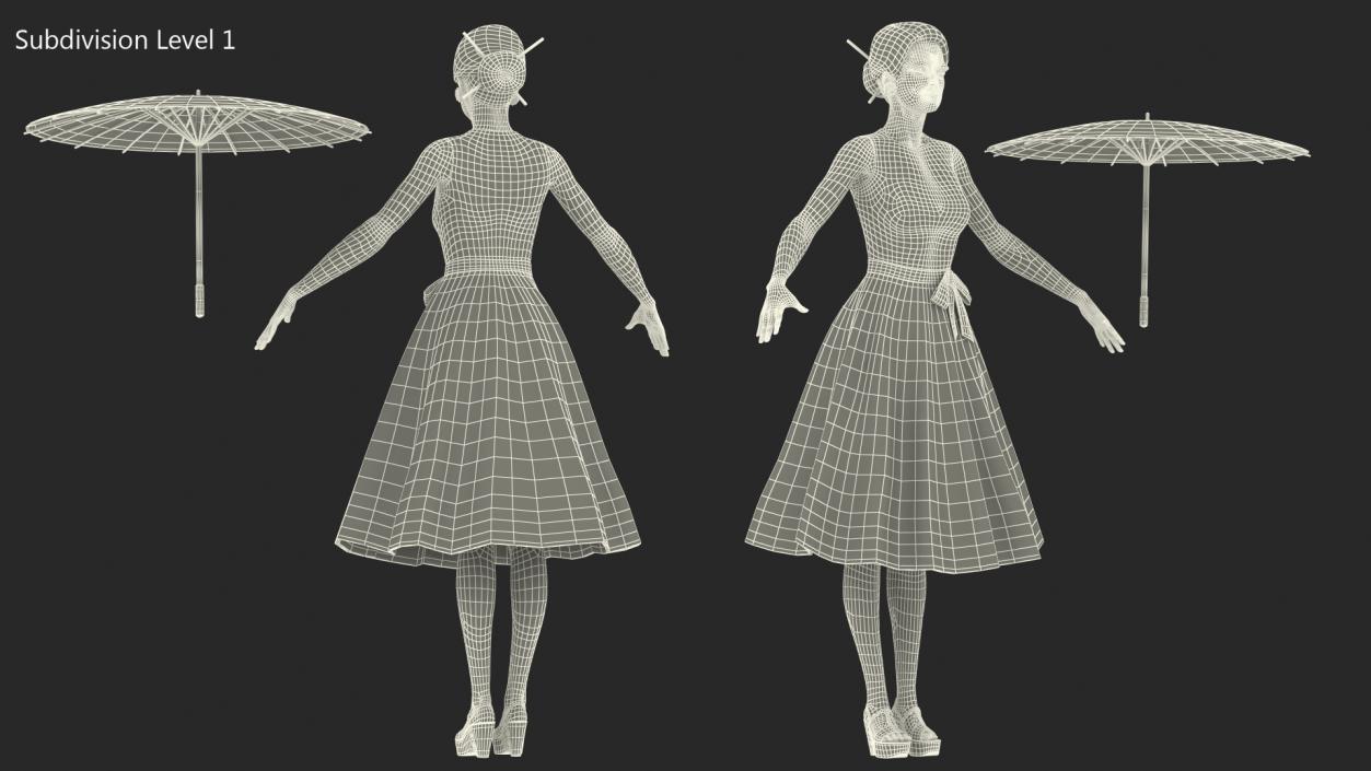 Asian Women Wearing Summer Dress Rigged 3D model