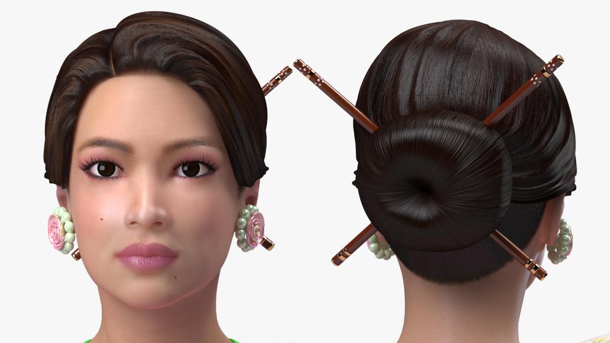 Asian Women Wearing Summer Dress Rigged 3D model