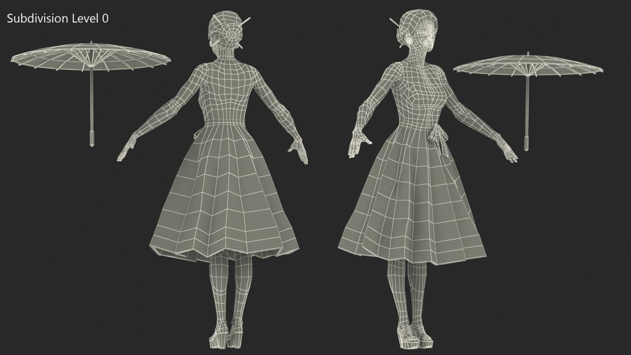 Asian Women Wearing Summer Dress Rigged 3D model