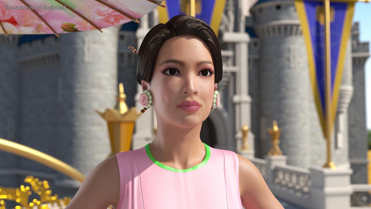 Asian Women Wearing Summer Dress Rigged 3D model