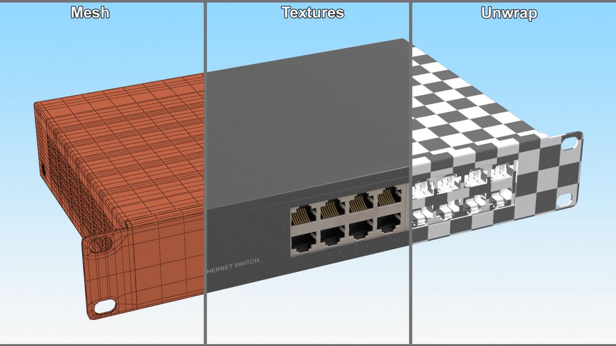 3D model Network Switch 16 Ports Grey 2