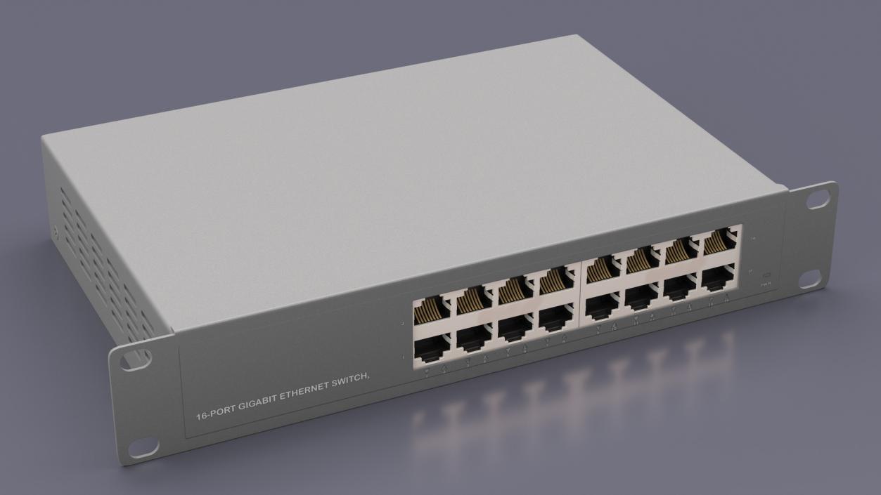 3D model Network Switch 16 Ports Grey 2