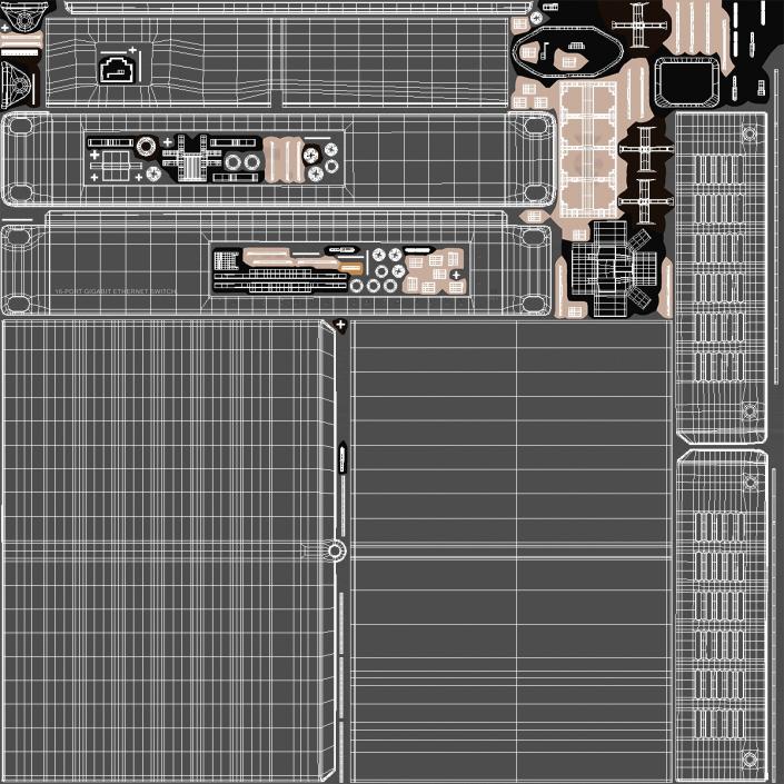 3D model Network Switch 16 Ports Grey 2