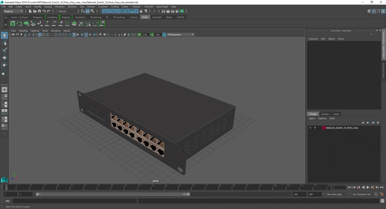 3D model Network Switch 16 Ports Grey 2