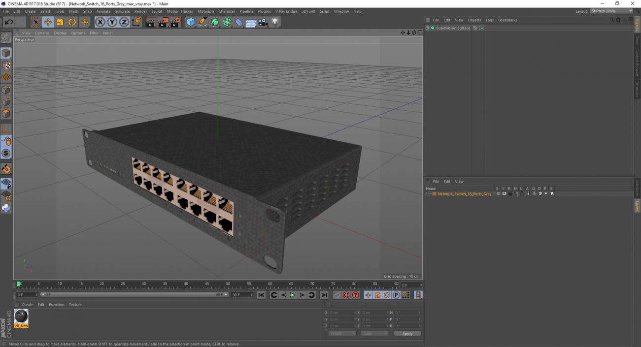 3D model Network Switch 16 Ports Grey 2