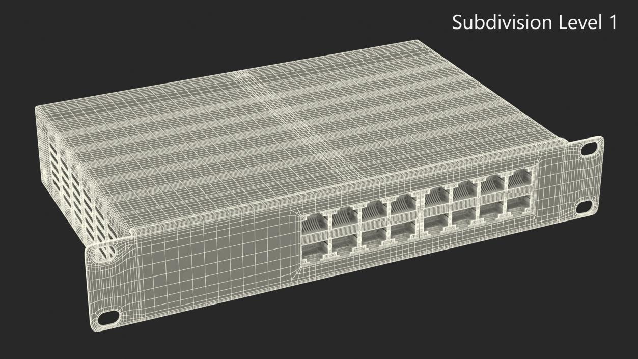 3D model Network Switch 16 Ports Grey 2