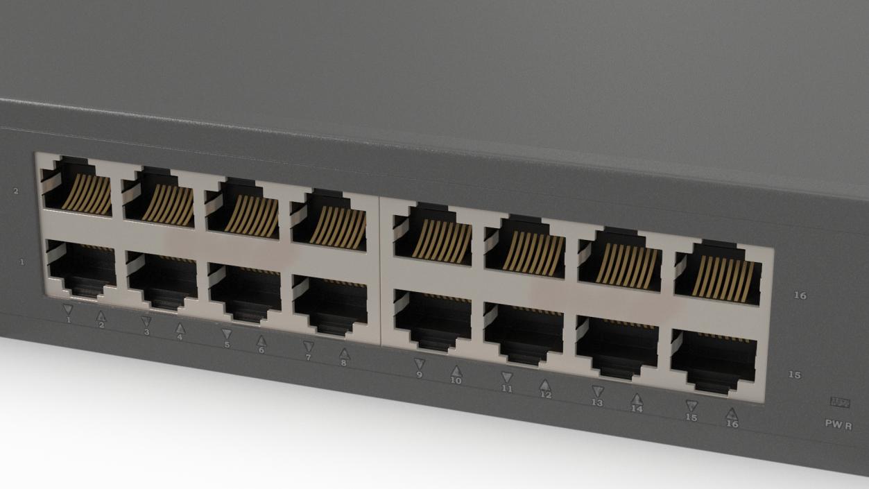 3D model Network Switch 16 Ports Grey 2