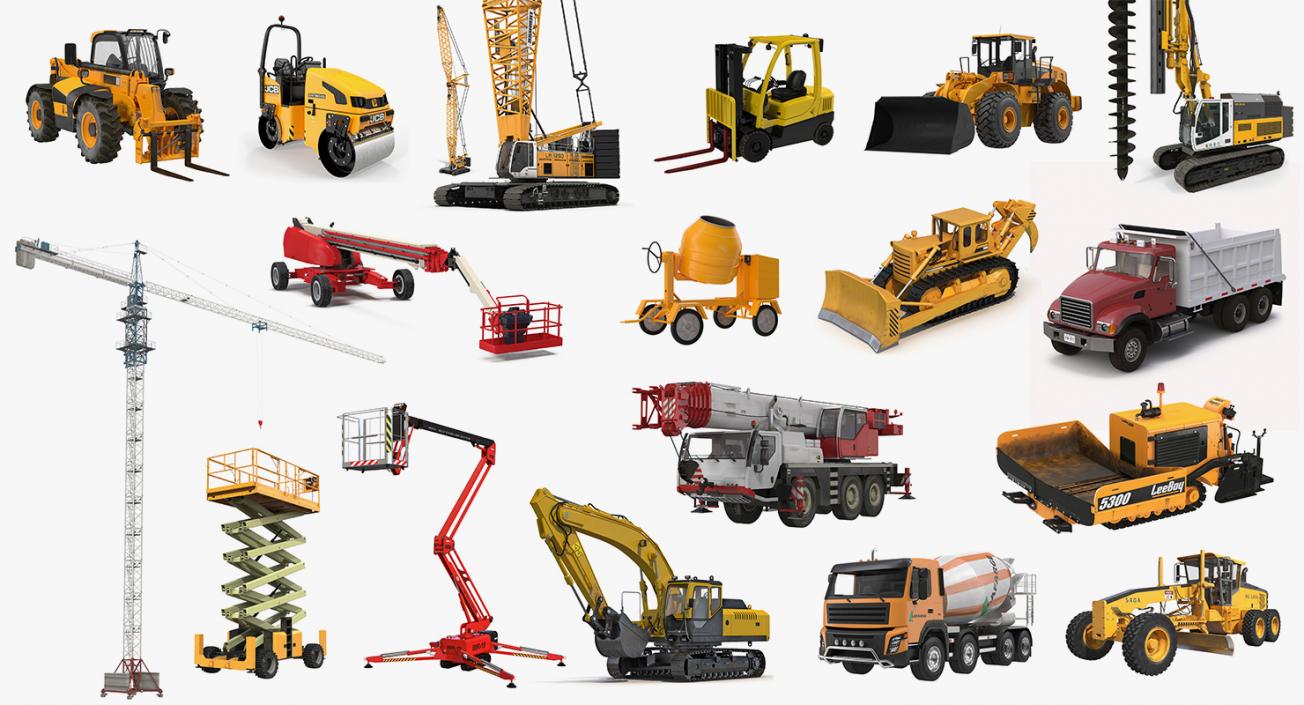 3D Construction Vehicles Big 3D Models Collection