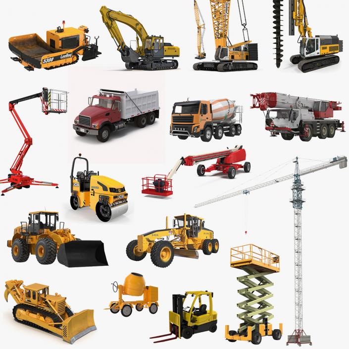 3D Construction Vehicles Big 3D Models Collection